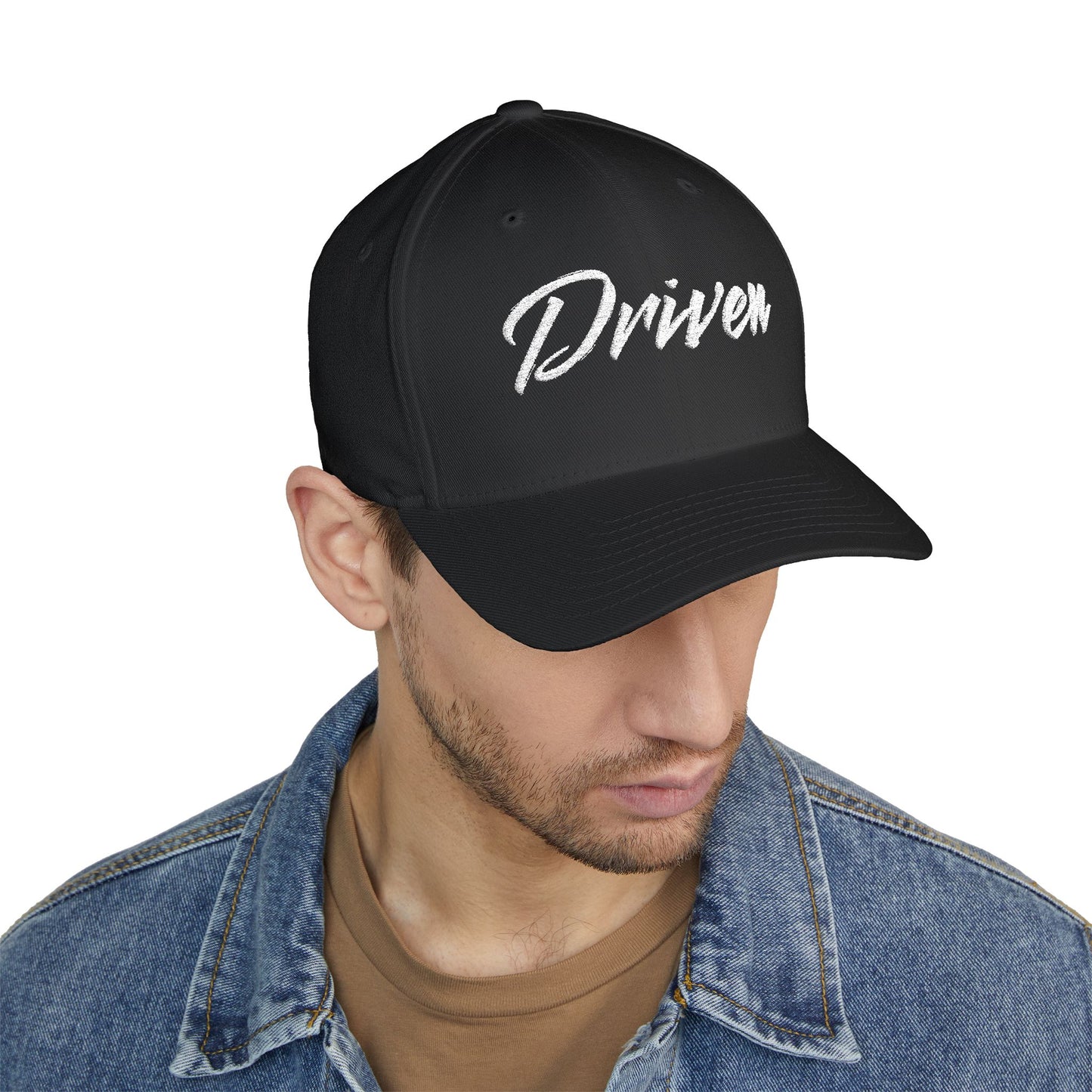 Embroidered 'Driven' Cap - Closed back, White Text