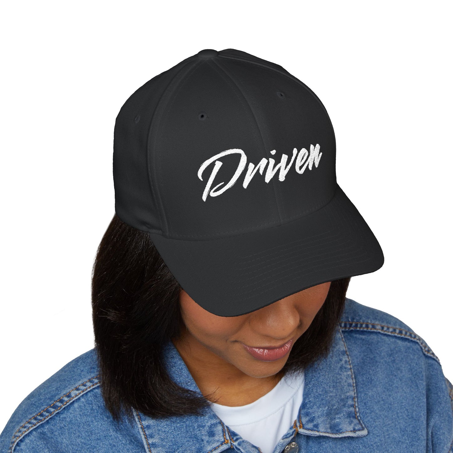 Embroidered 'Driven' Cap - Closed back, White Text
